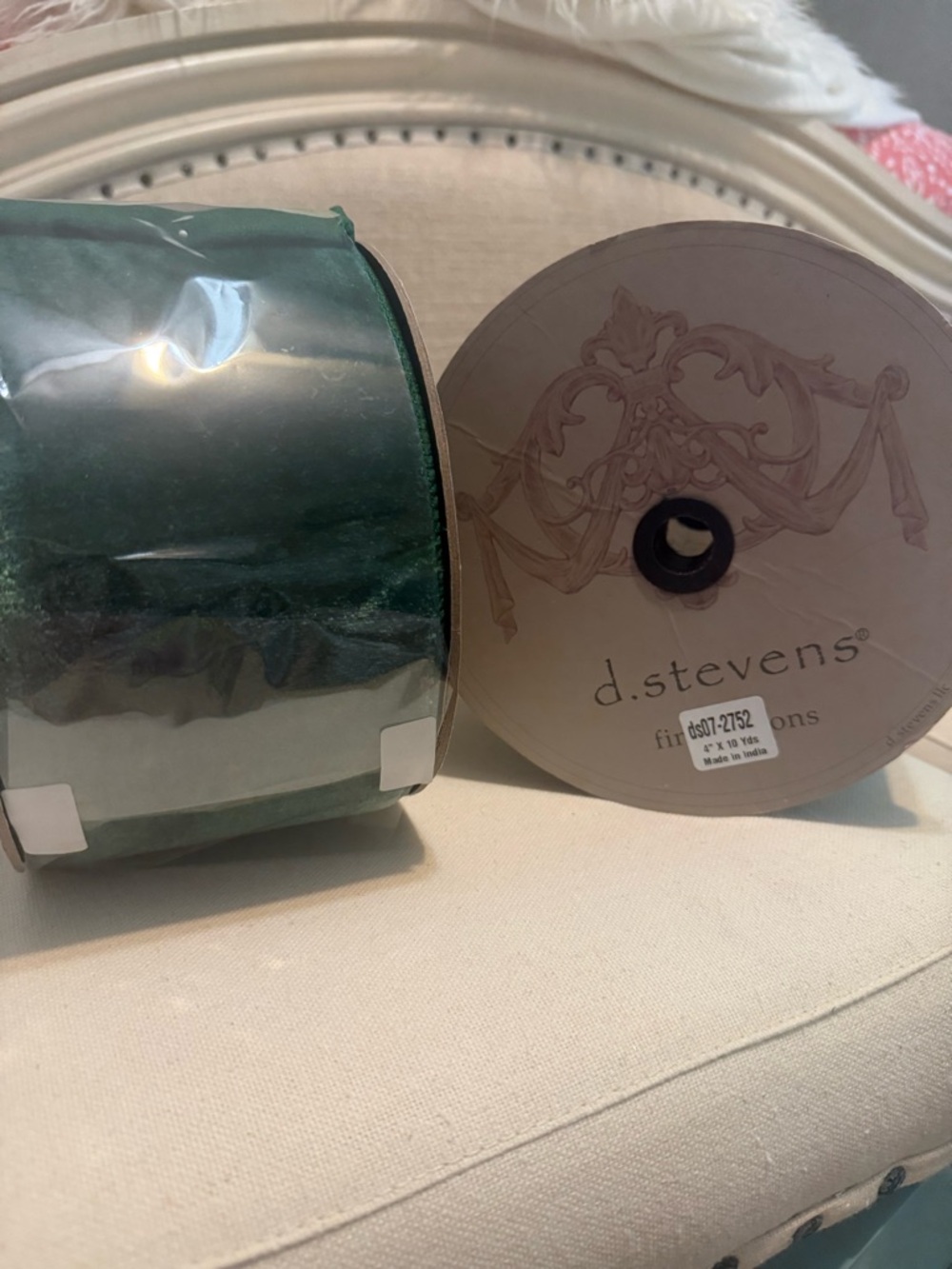 NWT 2 unopened D. Stevens Dark Emerald Green Velvet Ribbon. Designers favorite!